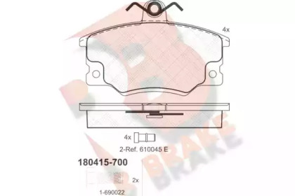 Комплект тормозных колодок (R BRAKE: RB0415-700)