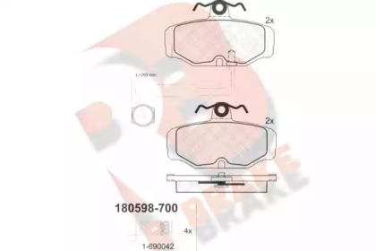 Комплект тормозных колодок (R BRAKE: RB0598-700)