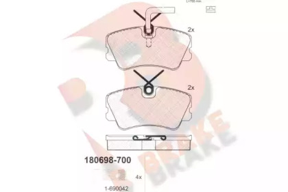 Комплект тормозных колодок (R BRAKE: RB0698-700)