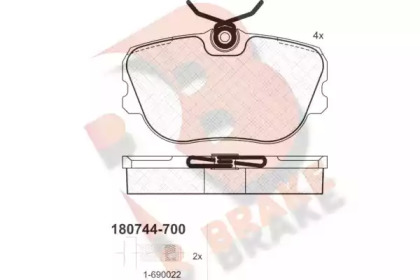 Комплект тормозных колодок (R BRAKE: RB0744-700)