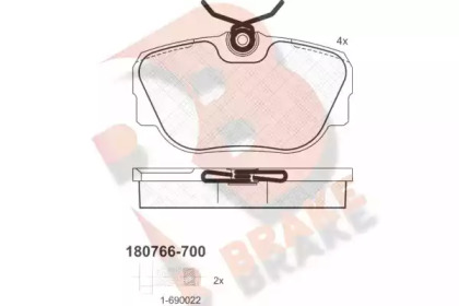 Комплект тормозных колодок (R BRAKE: RB0766-700)