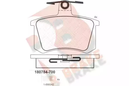 Комплект тормозных колодок (R BRAKE: RB0784-700)