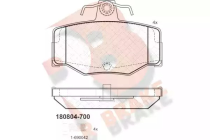 Комплект тормозных колодок (R BRAKE: RB0804-700)