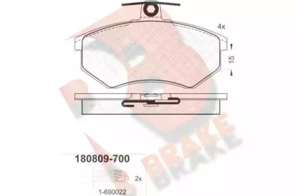 Комплект тормозных колодок (R BRAKE: RB0809-700)