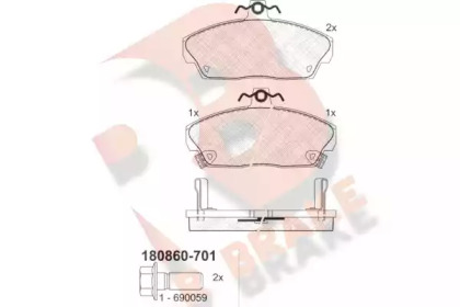 Комплект тормозных колодок (R BRAKE: RB0860-701)