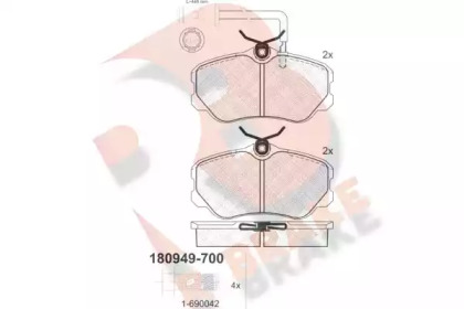 Комплект тормозных колодок (R BRAKE: RB0949-700)