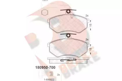 Комплект тормозных колодок (R BRAKE: RB0950-700)