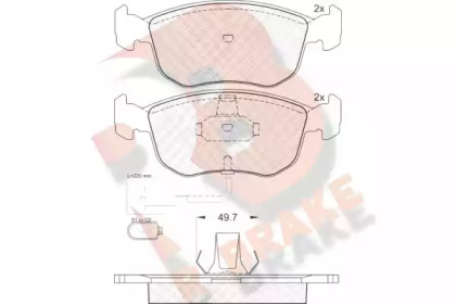 Комплект тормозных колодок (R BRAKE: RB0957)