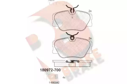 Комплект тормозных колодок (R BRAKE: RB0972-700)