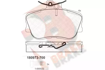 Комплект тормозных колодок (R BRAKE: RB0973-700)