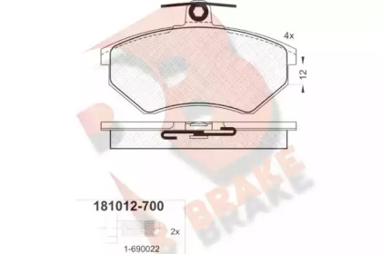 Комплект тормозных колодок (R BRAKE: RB1012-700)