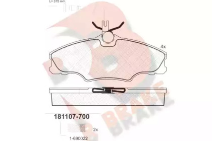 Комплект тормозных колодок (R BRAKE: RB1107-700)