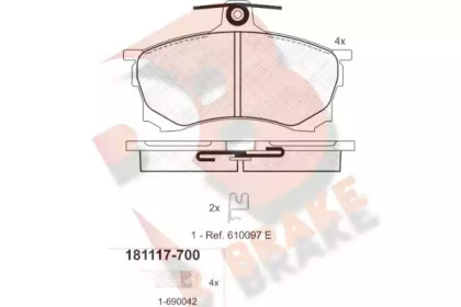 Комплект тормозных колодок (R BRAKE: RB1117-700)