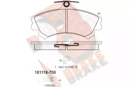 Комплект тормозных колодок (R BRAKE: RB1118-700)