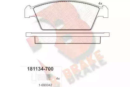 Комплект тормозных колодок (R BRAKE: RB1134-700)