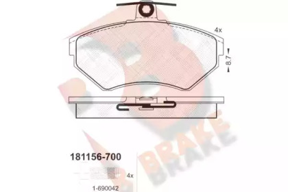 Комплект тормозных колодок (R BRAKE: RB1156-700)