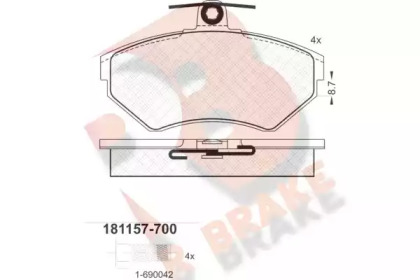 Комплект тормозных колодок (R BRAKE: RB1157-700)