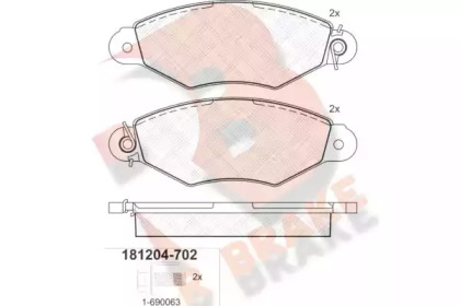 Комплект тормозных колодок (R BRAKE: RB1204-702)