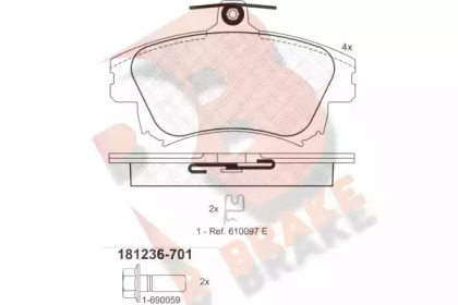 Комплект тормозных колодок (R BRAKE: RB1236-701)