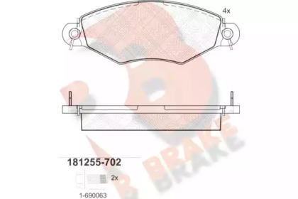 Комплект тормозных колодок (R BRAKE: RB1255-702)