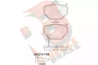 Комплект тормозных колодок (R BRAKE: RB1274-704)