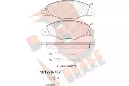 Комплект тормозных колодок (R BRAKE: RB1278-702)