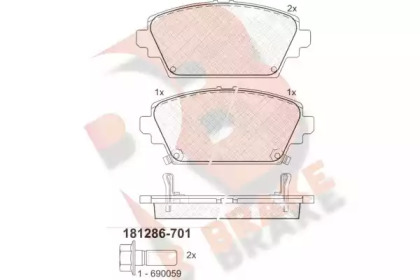 Комплект тормозных колодок (R BRAKE: RB1286-701)