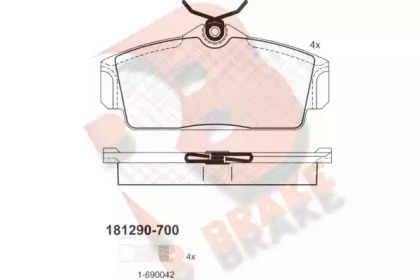 Комплект тормозных колодок (R BRAKE: RB1290-700)