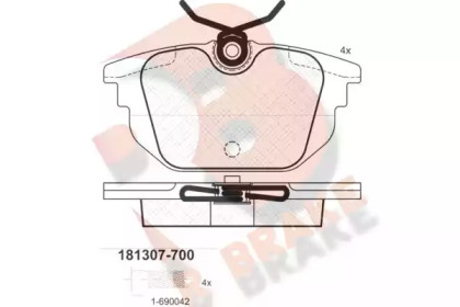 Комплект тормозных колодок (R BRAKE: RB1307-700)