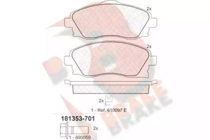 Комплект тормозных колодок (R BRAKE: RB1353-701)