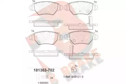 Комплект тормозных колодок (R BRAKE: RB1363-702)