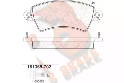 Комплект тормозных колодок (R BRAKE: RB1365-702)