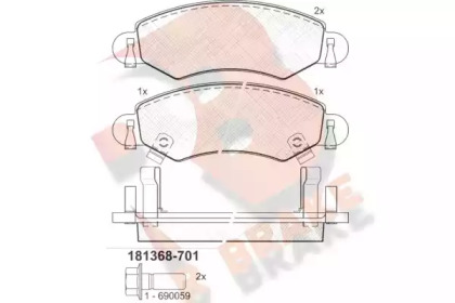 Комплект тормозных колодок (R BRAKE: RB1368-701)