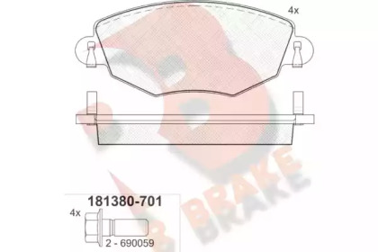 Комплект тормозных колодок (R BRAKE: RB1380-701)