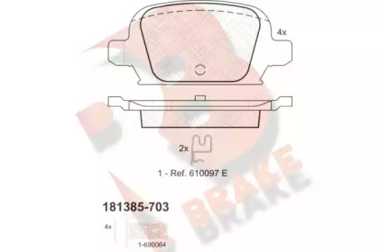 Комплект тормозных колодок (R BRAKE: RB1385-703)