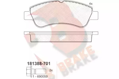 Комплект тормозных колодок (R BRAKE: RB1388-701)