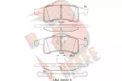 Комплект тормозных колодок (R BRAKE: RB1399)