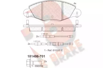 Комплект тормозных колодок (R BRAKE: RB1406-701)