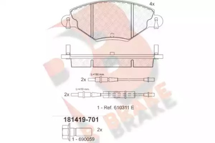 Комплект тормозных колодок (R BRAKE: RB1419-701)