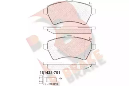 Комплект тормозных колодок (R BRAKE: RB1428-701)