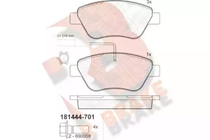 Комплект тормозных колодок (R BRAKE: RB1444-701)