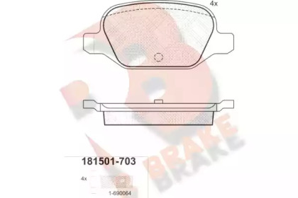 Комплект тормозных колодок (R BRAKE: RB1501-703)