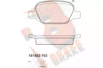 Комплект тормозных колодок (R BRAKE: RB1502-703)