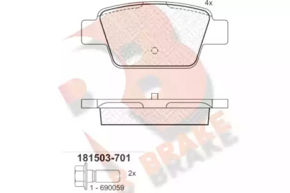 Комплект тормозных колодок (R BRAKE: RB1503-701)