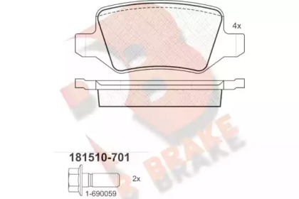 Комплект тормозных колодок (R BRAKE: RB1510-701)