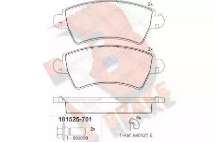 Комплект тормозных колодок (R BRAKE: RB1525-701)