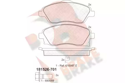 Комплект тормозных колодок (R BRAKE: RB1526-701)