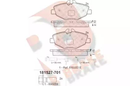 Комплект тормозных колодок (R BRAKE: RB1527-701)