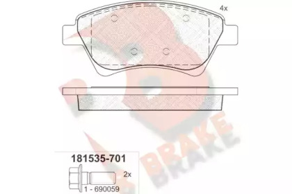 Комплект тормозных колодок (R BRAKE: RB1535-701)