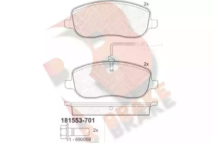 Комплект тормозных колодок (R BRAKE: RB1553-701)